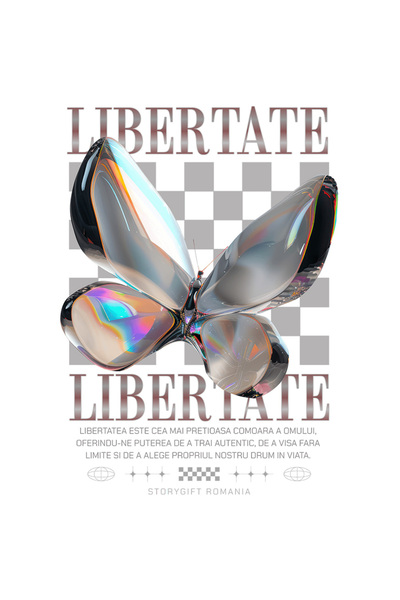 StoryGift Romania Sticker Autocolant 70CM LIBERTATE cu Margini Albe, PVC Viny...