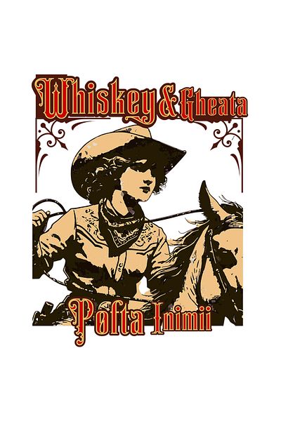 StoryGift Romania Sticker Eticheta 50CM Adeziv Whiskey si gheata pofta inimii fata pe cal vestul salbatic cu Mar
