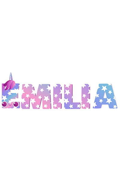 StoryGift Romania Sticker Adeziv 90CM Cu Numele Emilia, Unicorn, Printesa, Fa...