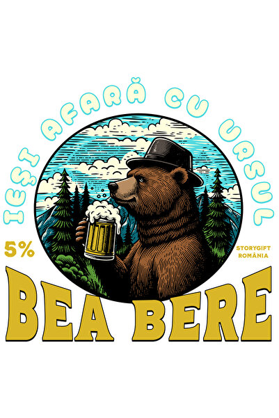 StoryGift Romania Sticker Autocolant 70CM Adeziv Iesi afara cu ursul. Bea ber...