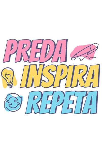 StoryGift Romania Sticker Autocolant 70CM Adeziv preda inspira repeta profesori educatie scoala cu Margini Albe,