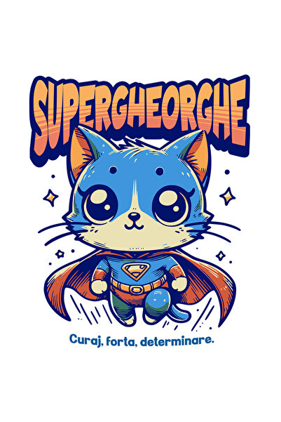 StoryGift Romania Sticker Adeziv 90CM Super Gheorghe, SuperErou, Pisica Zbura...