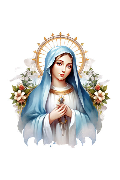 StoryGift Romania Sticker Cu Fecioara Maria, Ilustratie, Mama, Flori, Maica D...