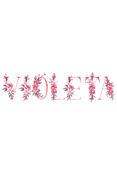 StoryGift Romania Sticker Autocolant 70CM Cu Numele Violeta, Floral, Colorat,...