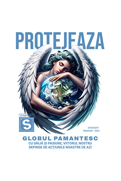 StoryGift Romania Sticker Adeziv 90CM Protejeaza Globul Pamantesc - Inger, Sc...