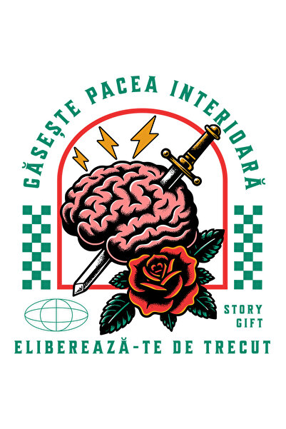 StoryGift Romania Sticker Adeziv 90CM Gaseste Pacea Interioara - Creier, Sabi...