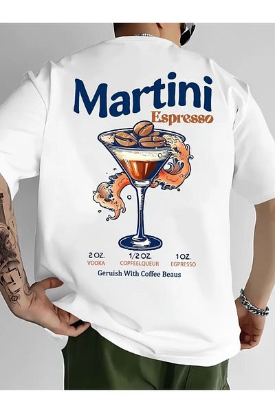 AEMİ Tricou oversize unisex Martini Espresso imprimat 100% bumbac