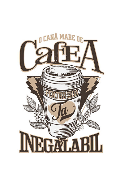 StoryGift Romania Sticker Autocolant 70CM Adeziv O cana mare de cafea pentru ziua ta energie cu Margini Albe, PV