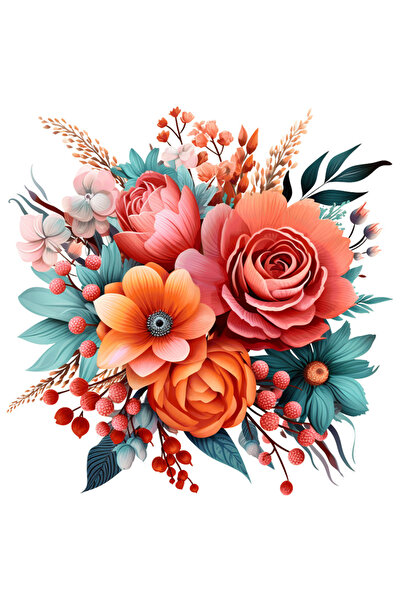 StoryGift Romania Sticker Adeziv 90CM cu diverse floricele, trandafir, portoc...