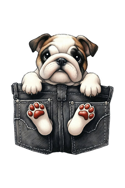 StoryGift Romania Sticker Autocolant 70CM cu Bulldog, caine, animal de compan...