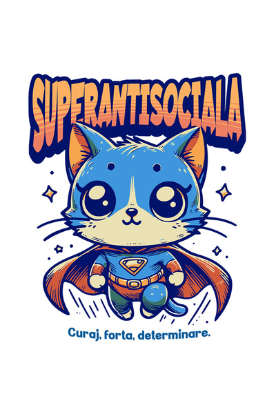 StoryGift Romania Sticker Autocolant 70CM Super Anti-Sociala, SuperErou, Pisi...