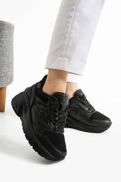 Devida Women's Black Sports Shoes 6 cm High Comfortable Air Sole Sneaker X160 Vega Series