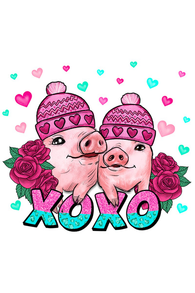 StoryGift Romania Sticker Autocolant 70CM cu 2 purcelusi cu mesajul "xoxo", V...