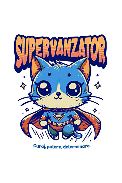 StoryGift Romania Sticker Autocolant 70CM Super Vanzator, SuperErou, Pisica Z...