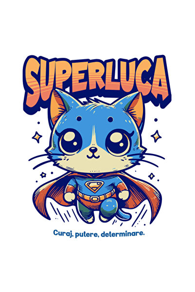 StoryGift Romania Sticker Adeziv 90CM Super Luca, SuperErou, Pisica Zburand c...