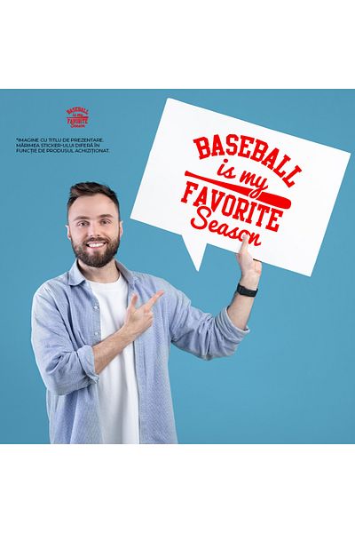 StoryGift Romania Sticker Autocolant 70CM Exterior cu o bata de baseball pentru pasionatii acestui sport - mesaj