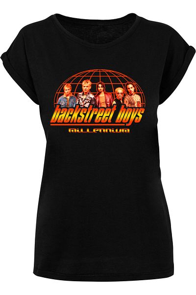 Merchcode Damen Ladies Backstreet Boys - Millenium Globe Extended Shoulder Tee