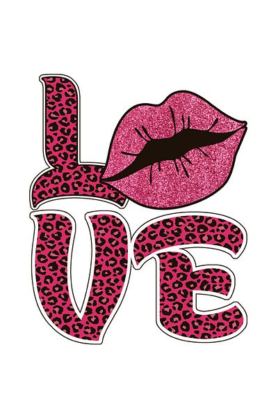 StoryGift Romania Sticker Eticheta 50CM cu buze roz cu mesajul "Love", iubire, pupic, sarut, dragoste, Valentine