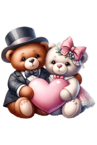 StoryGift Romania Sticker Adeziv 90CM cu 2 ursuleti, ilustratie, inima, funda...