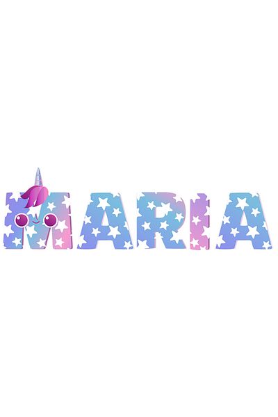 StoryGift Romania Sticker Eticheta 50CM Cu Numele Maria, Unicorn, Printesa, Fairytale, Dragut cu Margini Albe, P