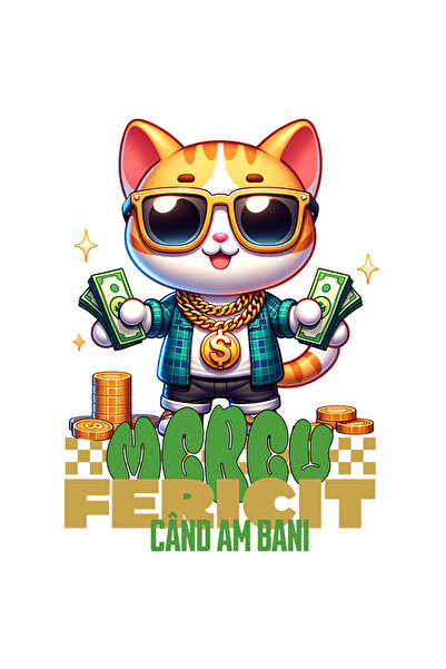 StoryGift Romania Sticker Adeziv 90CM Adeziv Pisica gangster cu ochelarii de ...