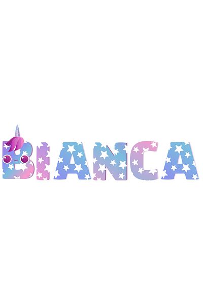 StoryGift Romania Sticker Eticheta 50CM Cu Numele Bianca, Unicorn, Printesa, Fairytale, Dragut cu Margini Albe,