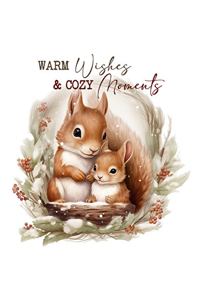 StoryGift Romania Sticker Autocolant 70CM cu 2 veverite cu mesajul "Warm wish...