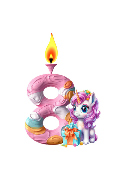 StoryGift Romania Sticker Adeziv 90CM cu cifra 8, lumanare aprinsa, flacara, ...