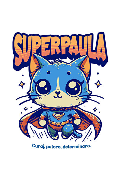 StoryGift Romania Sticker Eticheta 40CM Super Paula, SuperErou, Pisica Zburan...