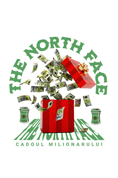 StoryGift Romania Sticker Autocolant 70CM _The North Face_ - Cadoul Milionarului cu Margini Albe, PVC Vinyl 70 cm
