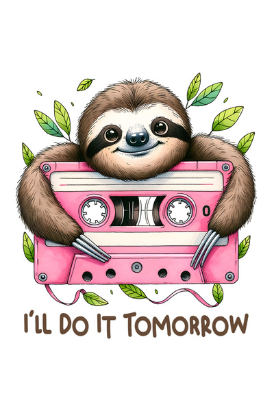 StoryGift Romania Sticker Autocolant 70CM cu animalul sloth/lenes cu mesajul "I'll do it tomorrow", ilustratie,