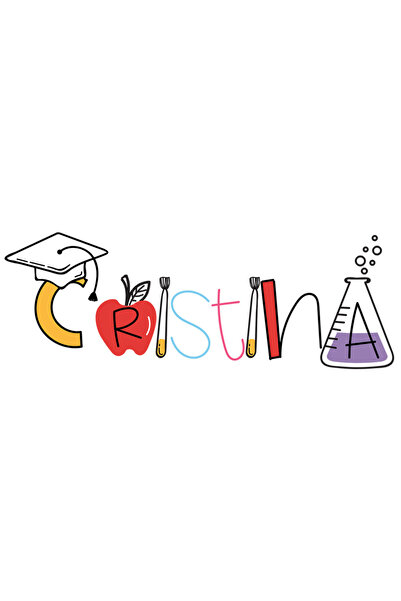 StoryGift Romania Sticker Adeziv 90CM Cu Numele Cristina, Scoala, Chimie, Materii, Algebra, Geometrie cu Margini