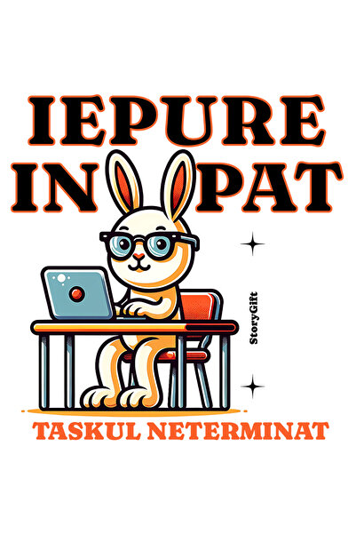 StoryGift Romania Sticker Eticheta 50CM Adeziv iepure lucreaza de acasa in pat task neterminat work from home cu