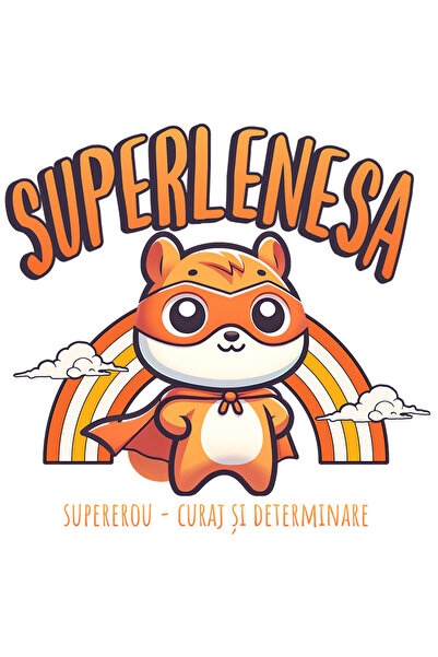 StoryGift Romania Sticker Eticheta 50CM Super Lenesa SuperErou, Curaj si Dete...