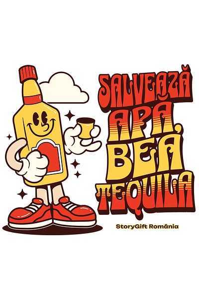 StoryGift Romania Sticker Adhesive 90CM Adhesive Save Water, Drink Tequila Happy Bottle Funny with White Borders, PV