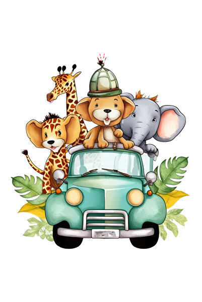 StoryGift Romania Sticker Autocolant 70CM cu animale din jungla care se plimb...