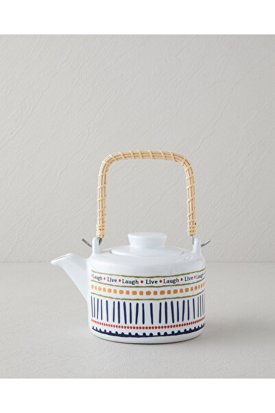 English Home Wordy Porcelain Teapot 850 ml White - Navy Blue