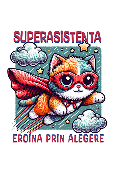 StoryGift Romania Sticker Eticheta 50CM Super Asistenta,SuperErou, Eroina Pri...