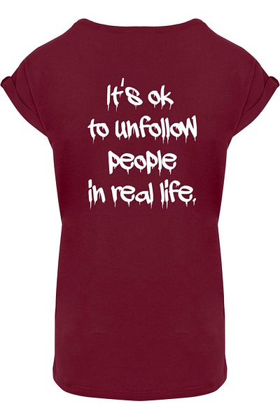 Merchcode Damen Ladies Unfollow Extended Shoulder Tee