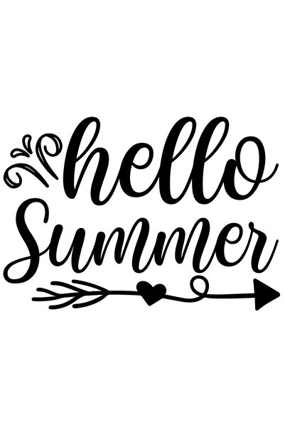 StoryGift Romania Sticker Exterior cu textul "Hello, summer" - buna vara inimioara , Vinyl Negru, 40 cm