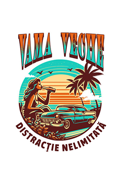 StoryGift Romania Sticker Autocolant 70CM Adeziv Vama Veche - Distractie nelimitata vintige tanar cu Margini Alb