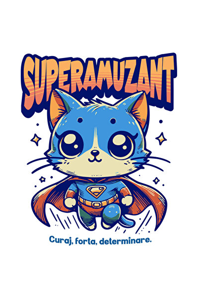 StoryGift Romania Sticker Eticheta 40CM Super Amuzant, SuperErou, Pisica Zbur...