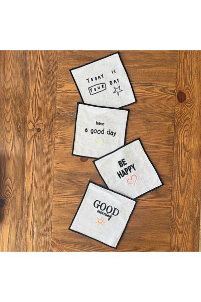 ge living Cocktail Napkins with Positive Energy – Set of 4 (15X15 cm)