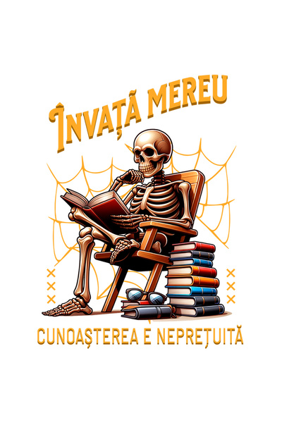 StoryGift Romania Sticker Adeziv 90CM Adeziv invata mereu, cunoasterea e nepretuita schelete cu Margini Albe, P