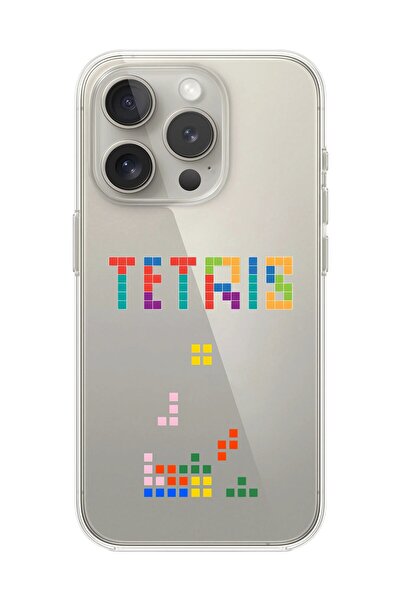 Dali Design iPhone 15 Pro Uyumlu Şeffaf Kılıf 3 Tetris Tasarımlı