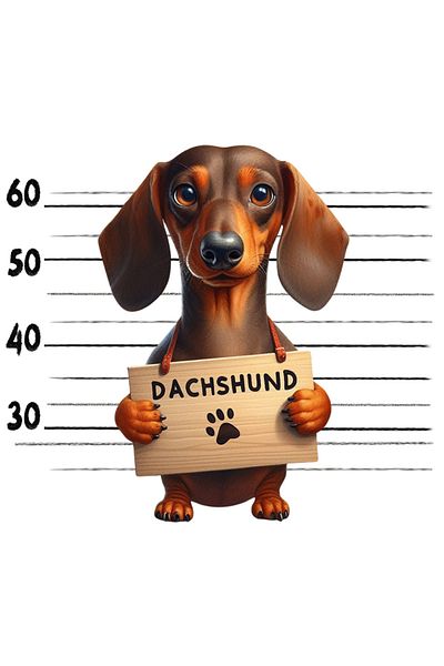 StoryGift Romania Sticker Autocolant 70CM cu Dachshund, caine, animal de companie, ilustratie, rasa pitica, urec