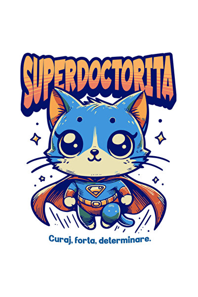 StoryGift Romania Sticker Eticheta 50CM Super Doctorita, SuperErou, Pisica Zb...