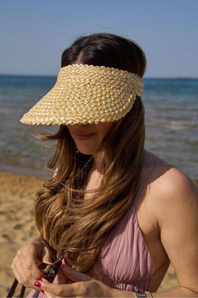 Tina İstanbul Hasır Lastikli Vizör Şapka Bej