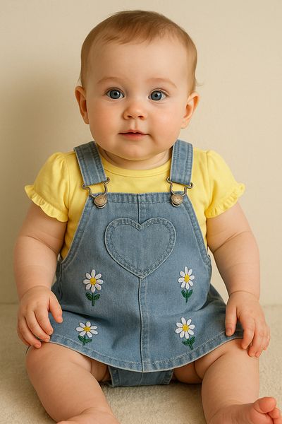caliskanonline Daisy Patterned Summer Baby Girl Salopet Skirt