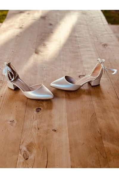 İlkinin Pabuçları Pearl Bridal Shoes, Women's Evening Dress Shoes with Rhinestone Pearls, 3cm Thick Heels Comfortable Design